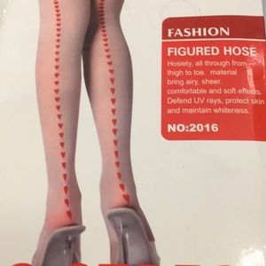 Thigh high hearts love seam stocking pantyhose